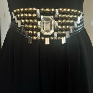 COPY - Vintage 80’s Black Leather Belt with rhinestone